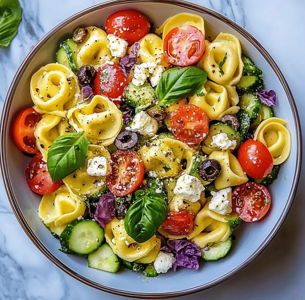 Finished Fresh Summer Tortellini Salad ready to enjoy