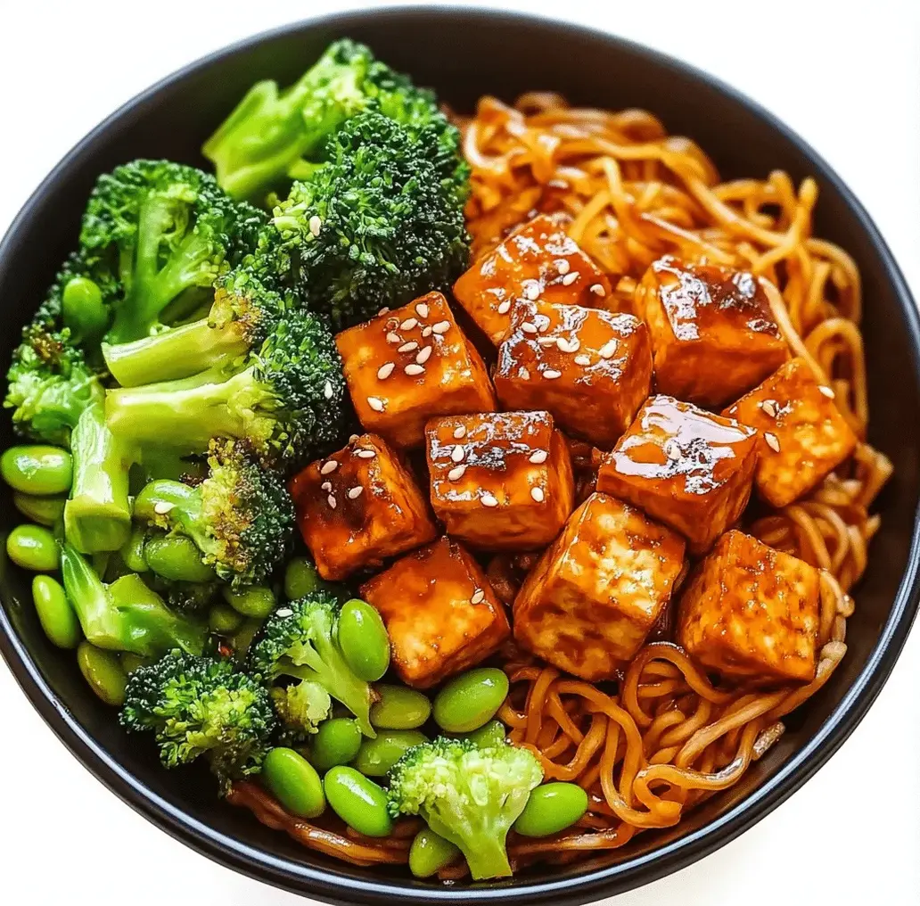 Finished Vegan Teriyaki Noodle Bowl ready to serve