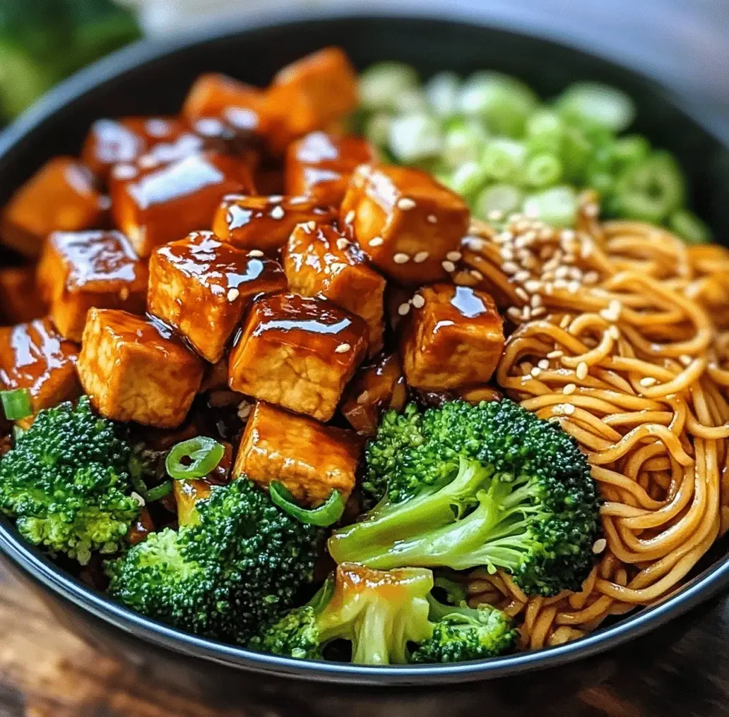 Vibrant ingredients for Vegan Teriyaki Noodle Bowl
