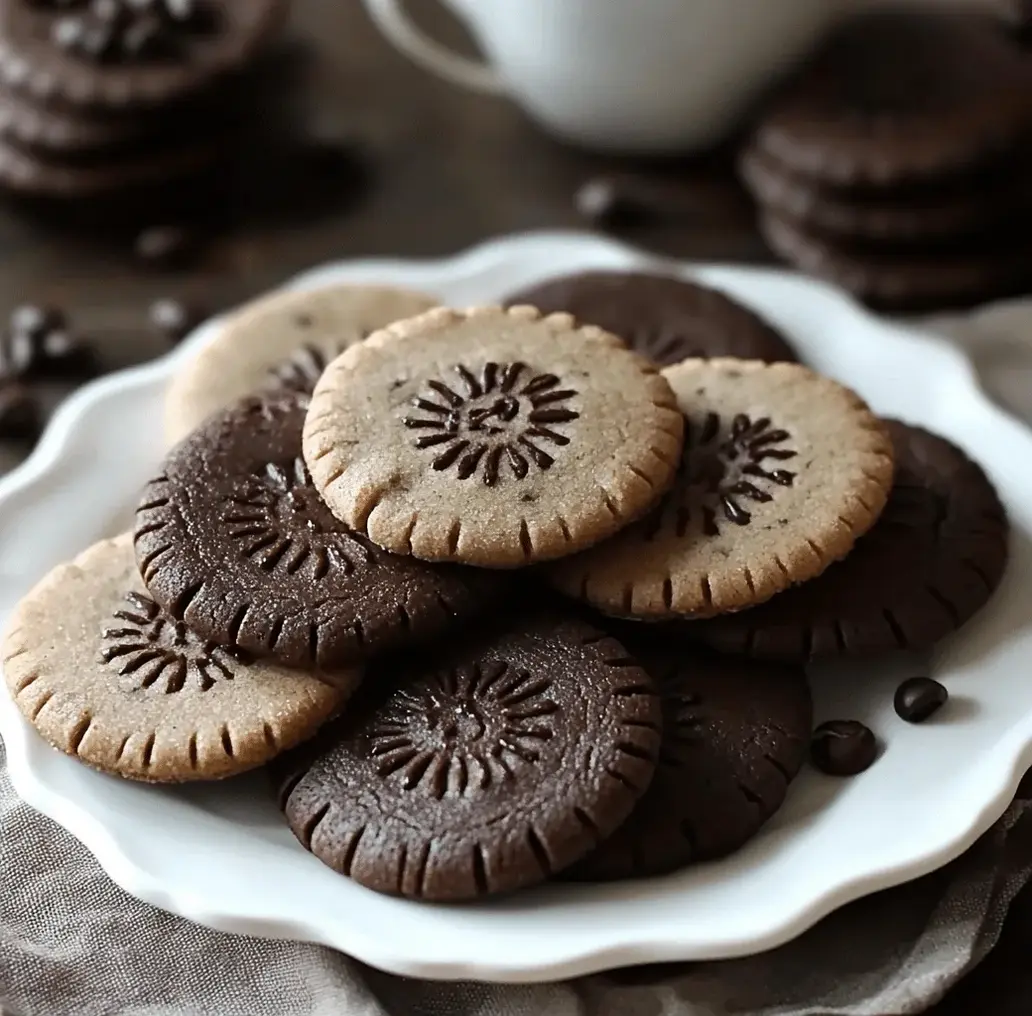 Delicious Espresso Shortbread Cookies on a cooling rack