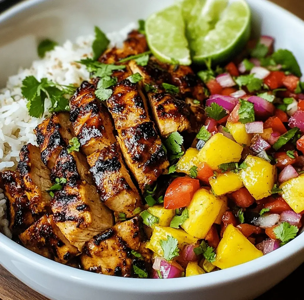 Close-up of fresh pineapple salsa ingredients