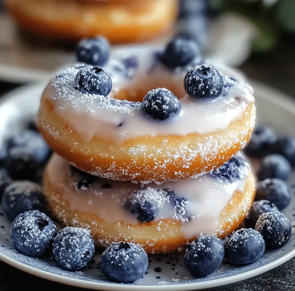 Glazed Air Fryer Blueberry Donuts on a cooling rack