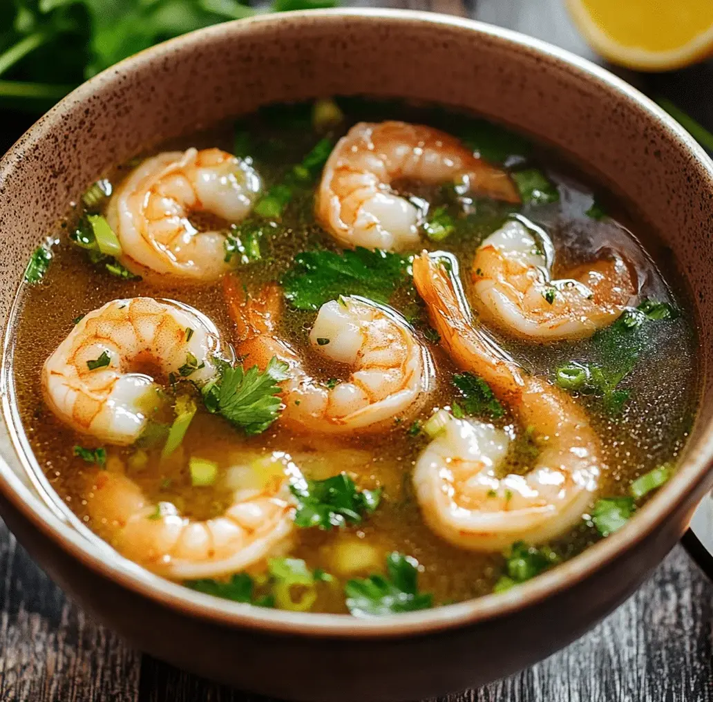 Close-up of Miso-Ginger Lemon Shrimp Detox Broth ingredients.