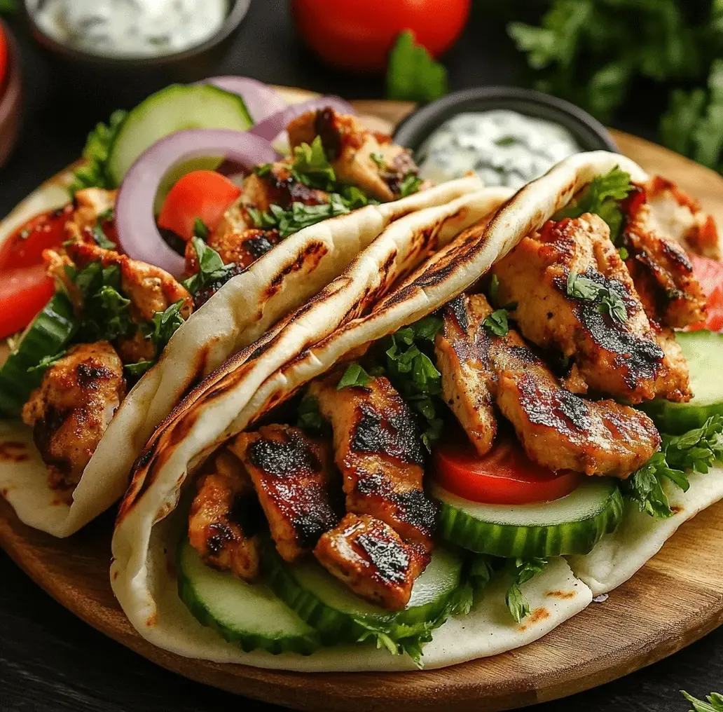 Greek Chicken Gyro Ingredients Assembled