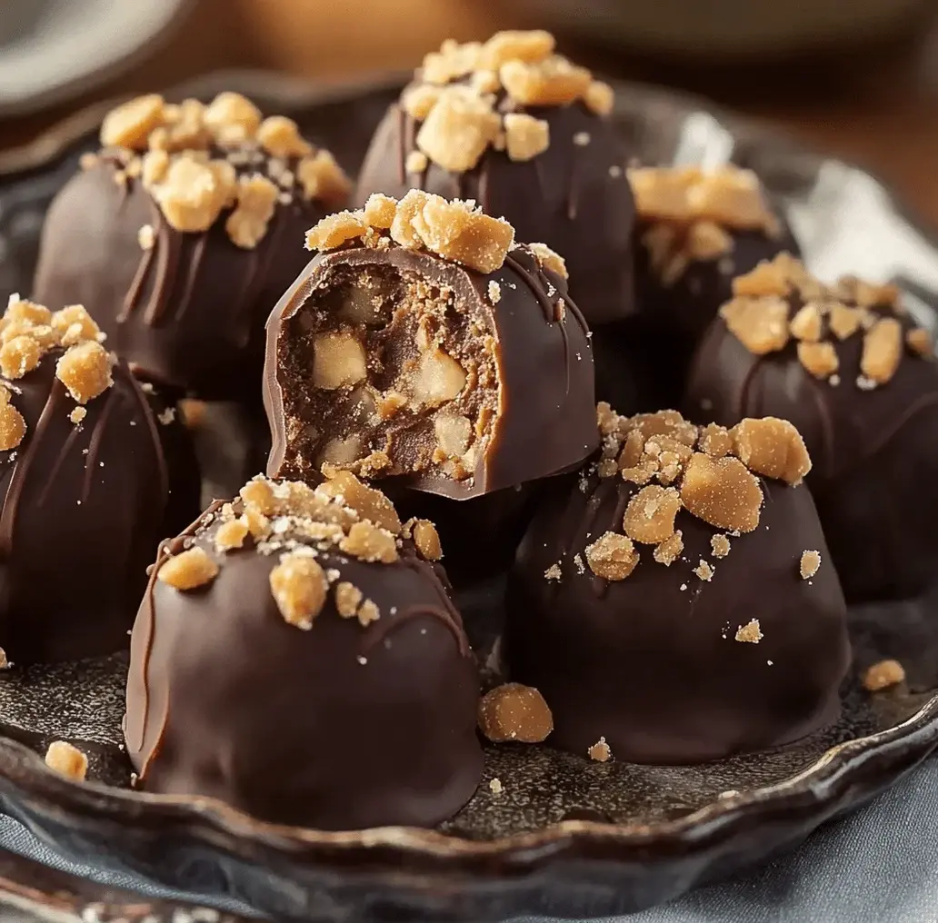 Close-up of no-bake Butterfinger balls mixture before rolling