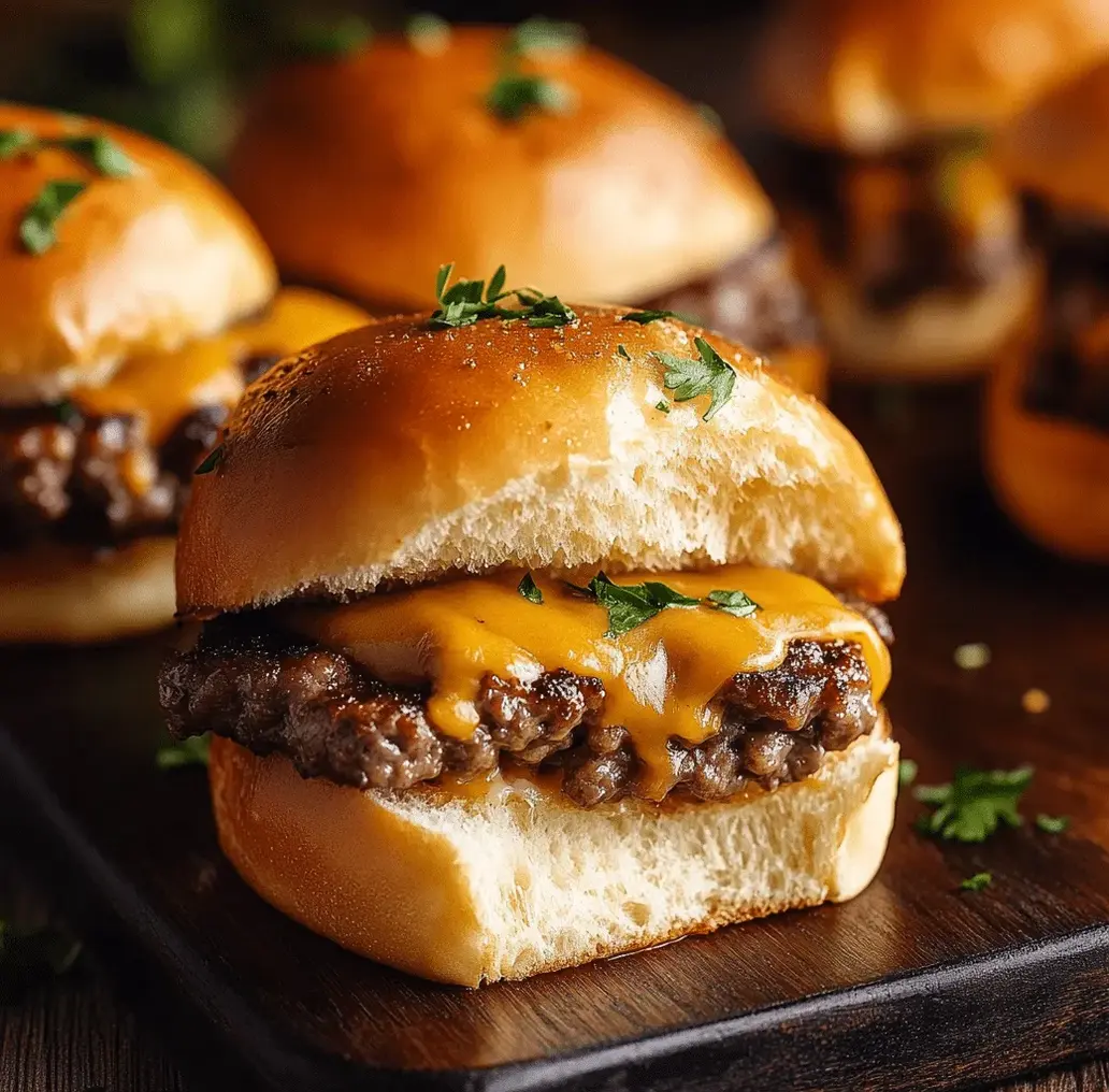 Deliciously chopped cheeseburgers being prepared in a pan.