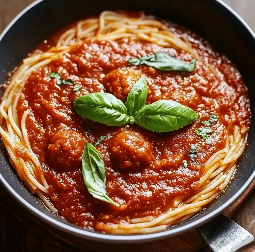 A pot of bubbling rich Italian Sunday Sauce with meat.