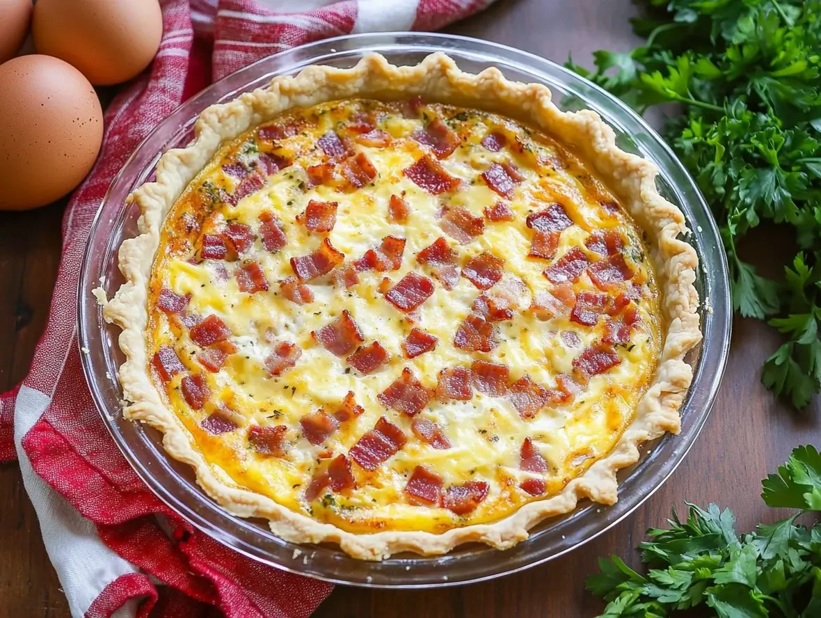 Easy Bacon and Cheese Quiche Recipe for Breakfast