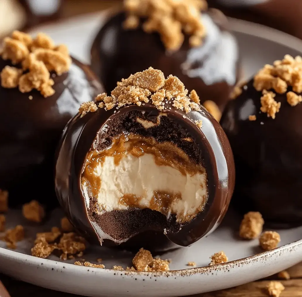 Delicious no bake peanut butter cheesecake balls mixture ready to be rolled.