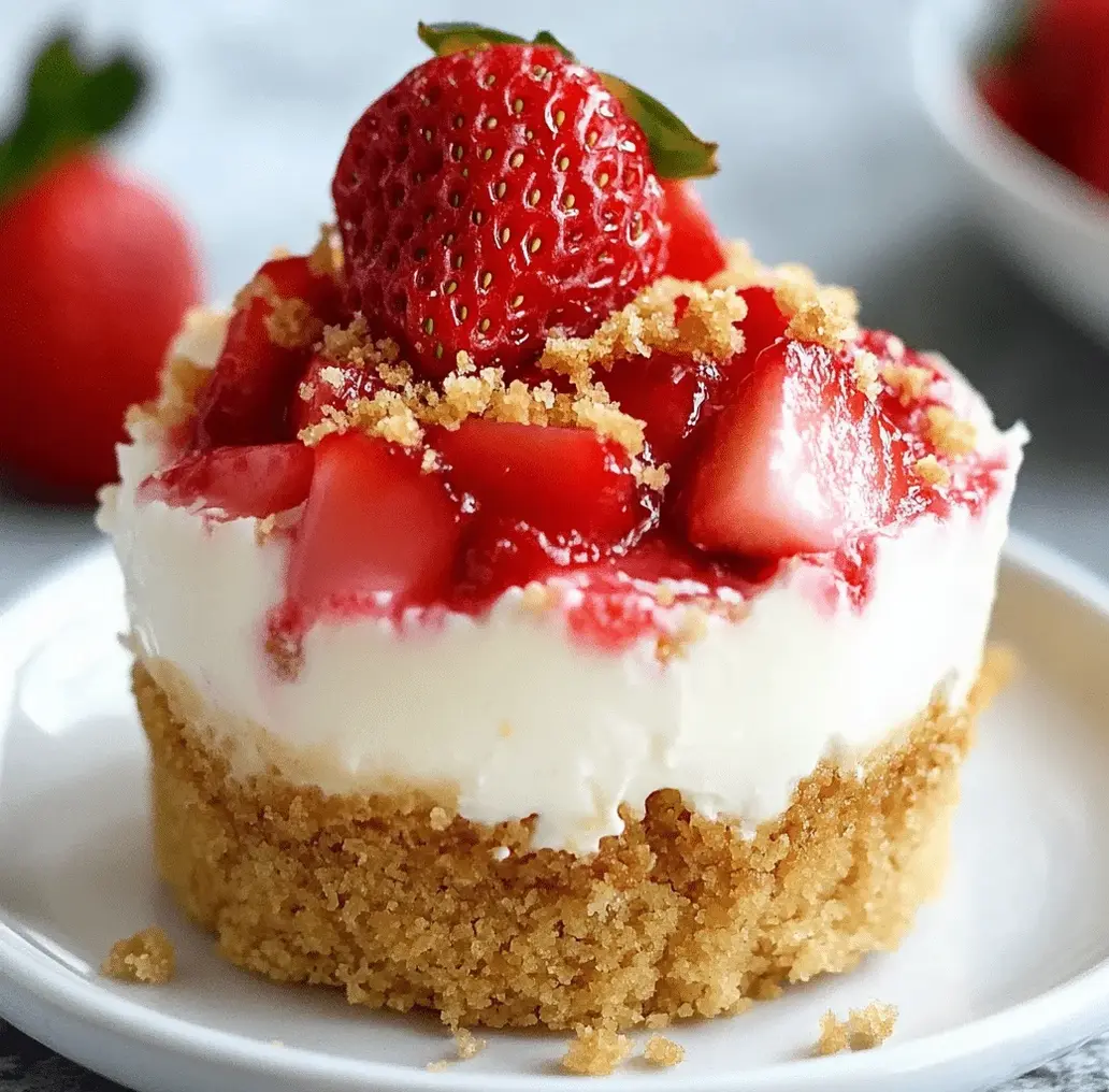 Mini Strawberry Cheesecakes ready to be served