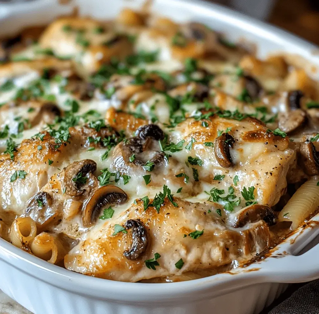 Chicken Marsala Casserole ingredients laid out