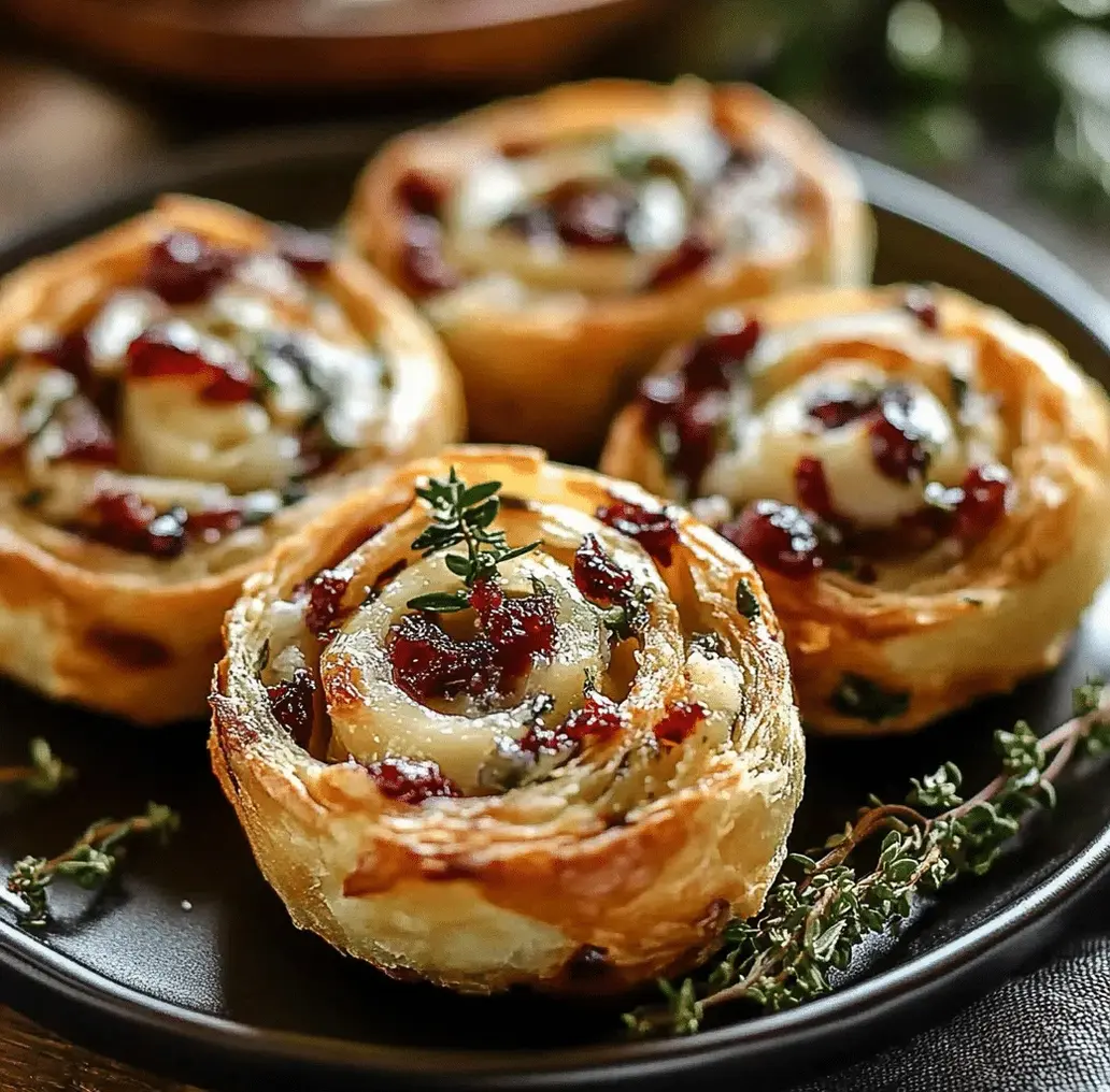 Assembled Cranberry Cream Cheese Pinwheels ready for baking