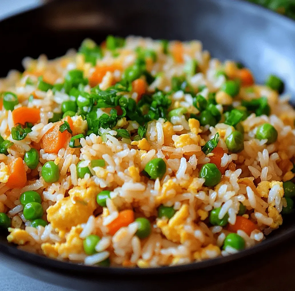 Close-up of delicious egg fried rice in a serving bowl.