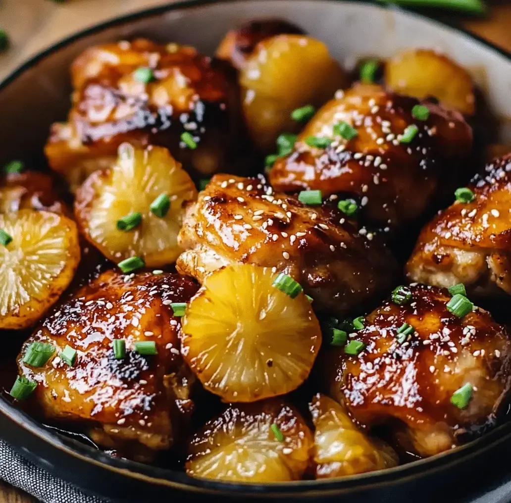 Delicious Honey Pineapple Chicken being prepared in a skillet