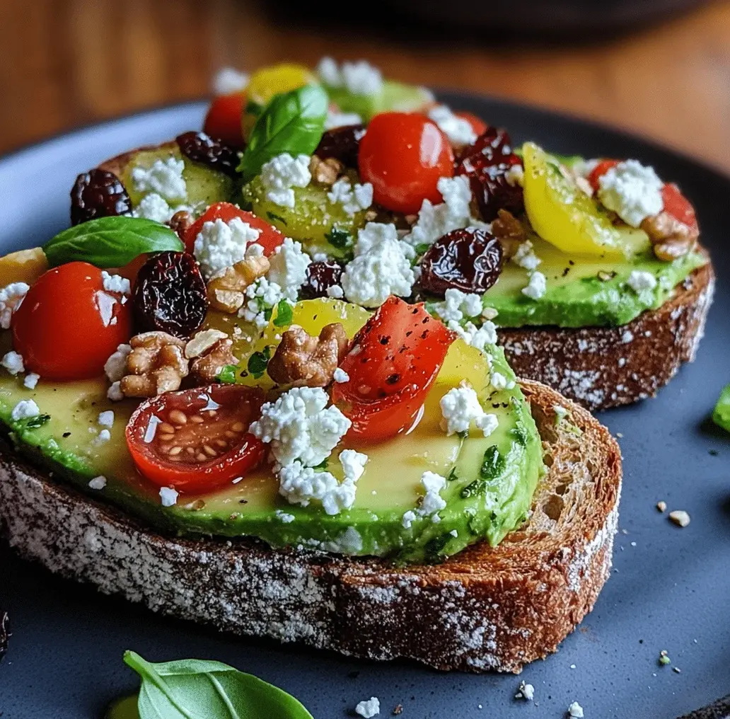Close-up of Delicious Avocado Toast with Feta & Cherry Tomatoes