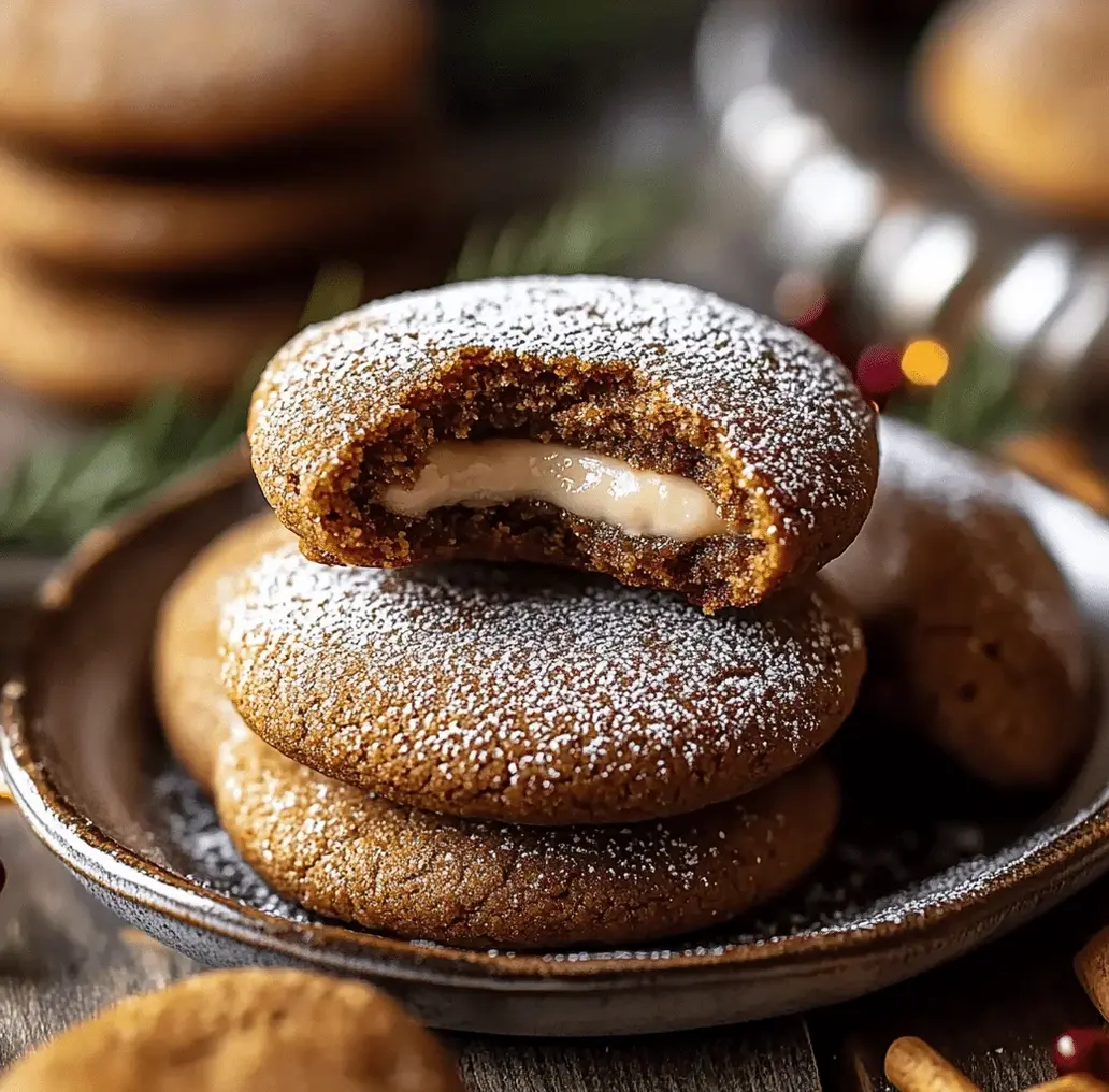 Close-up of a Gingerbread Cheesecake Cookie, showing the marbled swirl and cookie texture.