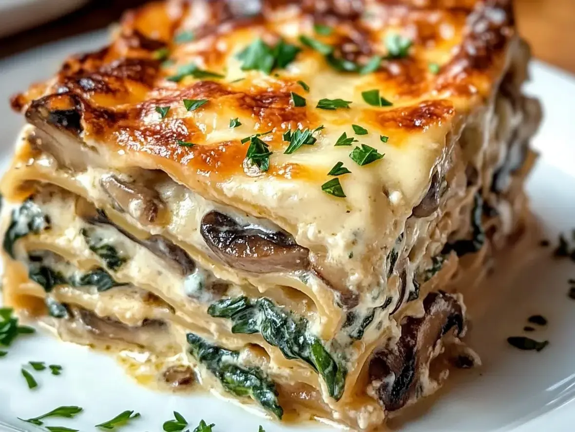 Creamy Spinach and Mushroom Lasagna