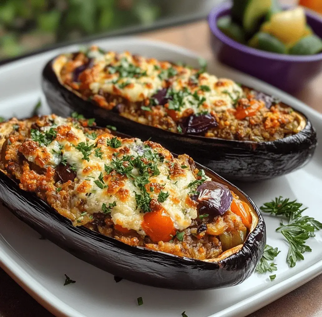 Ina Garten stuffed eggplant ready to serve