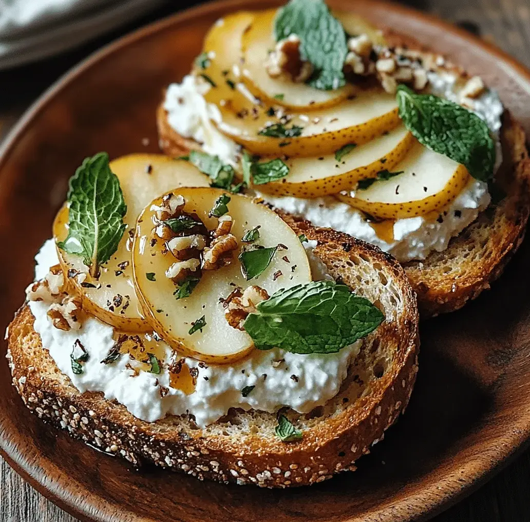 Close-up of Pear & Honey Ricotta Toast
