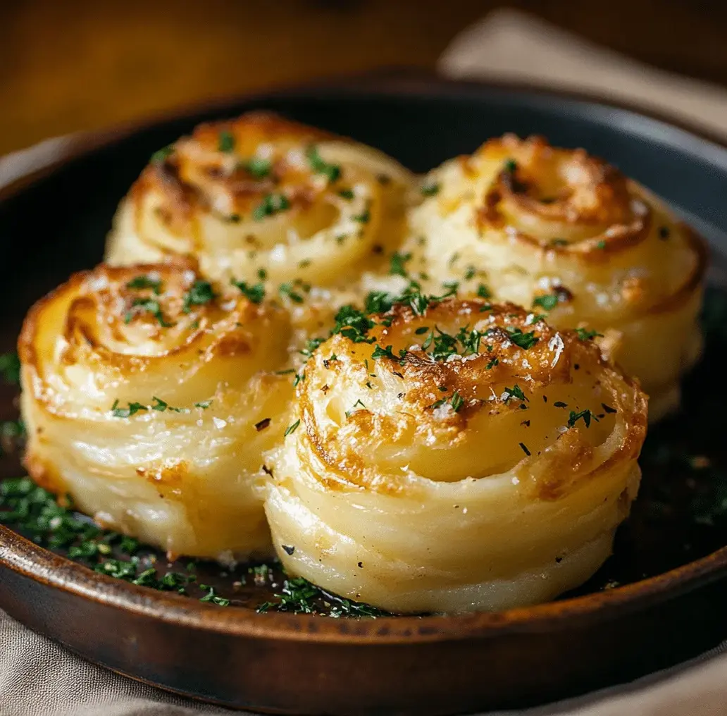 A close-up of perfectly swirled Duchess Potatoes on a baking sheet, ready for the oven.